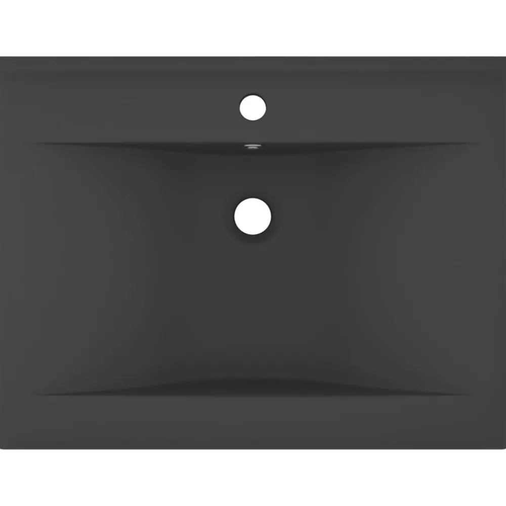 Sanitair & Loodgietersbenodigdheden*vidaXL Wastafel met kraangat 60x46 cm keramiek mat donkergrijs matdonkergrijs
