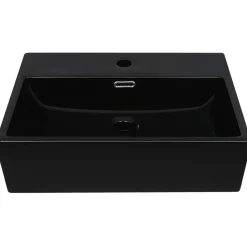 Sanitair & Loodgietersbenodigdheden*vidaXL Wastafel met kraangat 51,5x38,5x15 cm keramiek Zwart