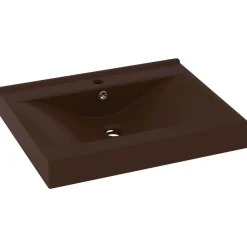 Sanitair & Loodgietersbenodigdheden*vidaXL Wastafel met kraangat 60x46 cm keramiek mat donkerbruin matdonkerbruin