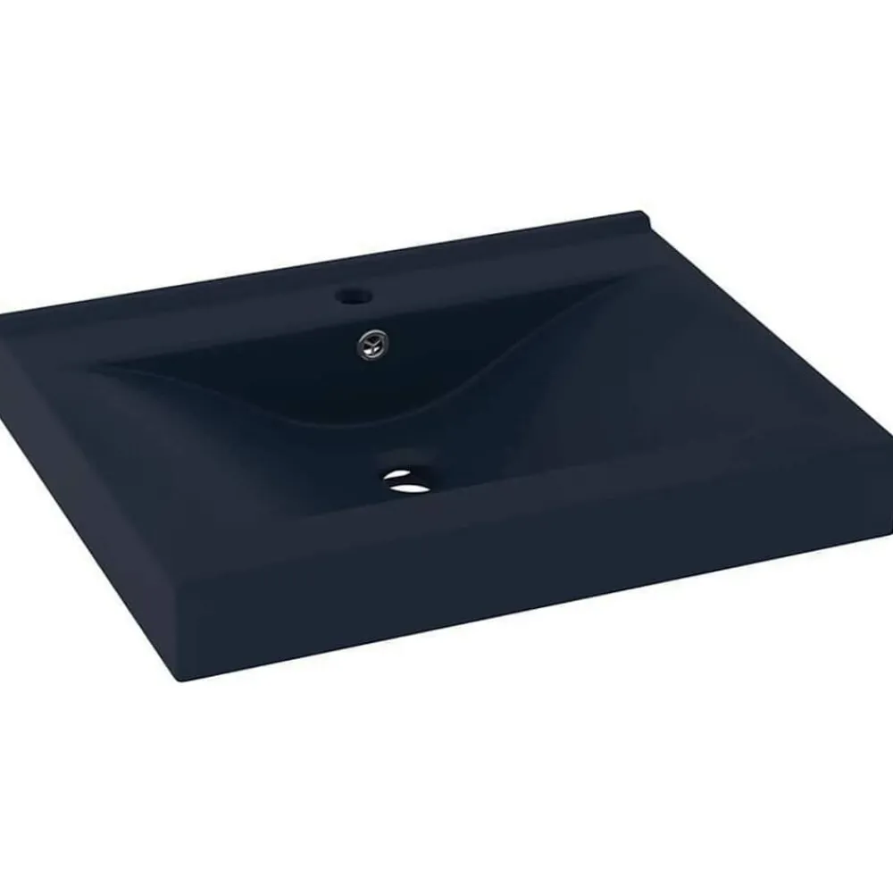 Sanitair & Loodgietersbenodigdheden*vidaXL Wastafel met kraangat 60x46 cm keramiek mat donkerblauw matdonkerblauw