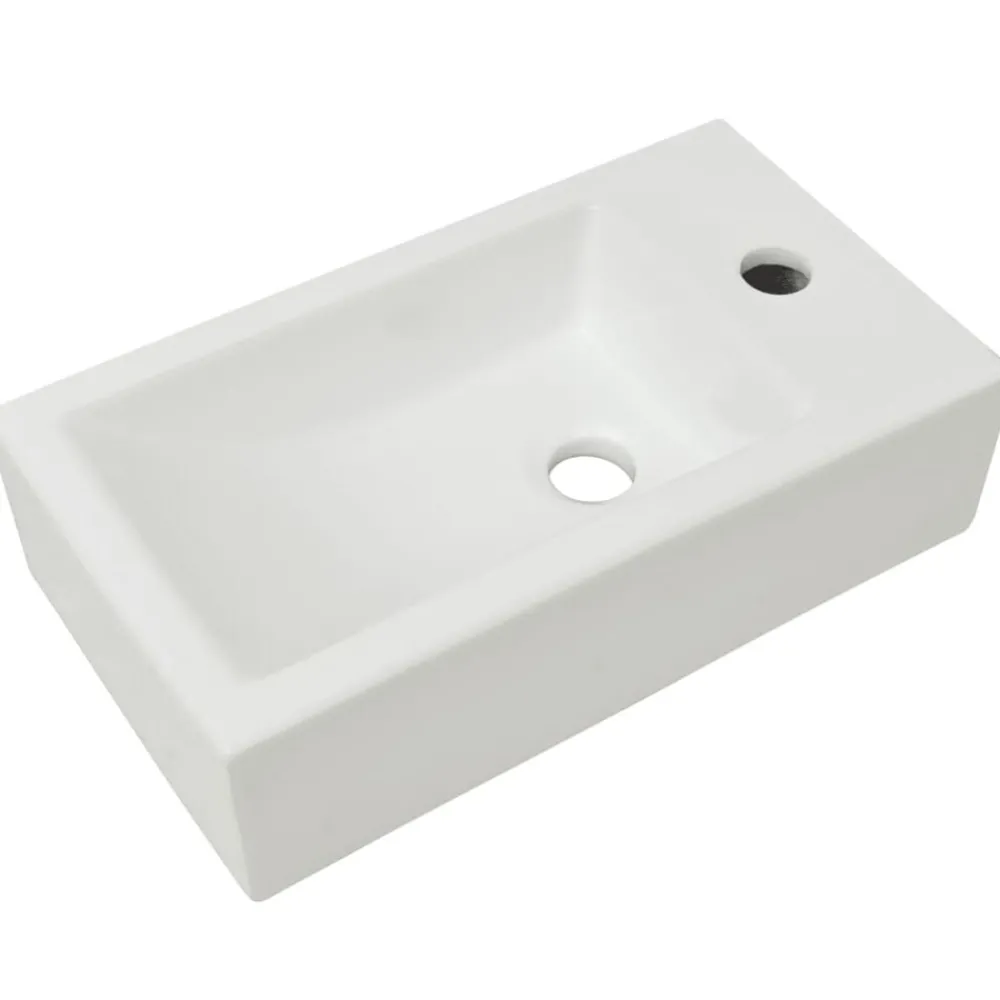 Wastafel met kraangat rechthoekig 46x25,5x12 cm keramiek>vidaXL New
