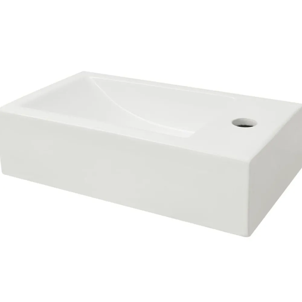 Wastafel met kraangat rechthoekig 46x25,5x12 cm keramiek>vidaXL New