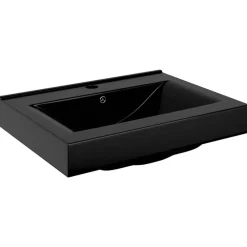 Sanitair & Loodgietersbenodigdheden*vidaXL Wastafel met kraangat rechthoekig 60x46 cm keramiek Zwart