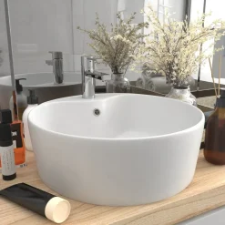 Sanitair & Loodgietersbenodigdheden*vidaXL Wastafel met overloop 36x13 cm keramiek matwit