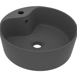 Wastafel met overloop 36x13 cm keramiek mat donkergrijs>vidaXL Best
