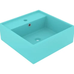 Wastafel met overloop vierkant 41x41 cm keramiek mat lichtgroen>vidaXL Outlet
