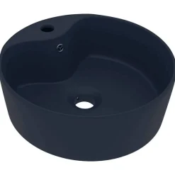 Wastafel met overloop 36x13 cm keramiek mat donkerblauw>vidaXL Discount