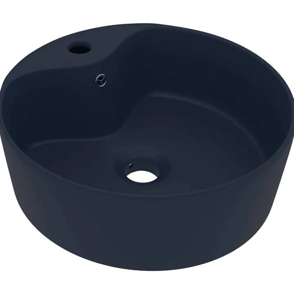 Wastafel met overloop 36x13 cm keramiek mat donkerblauw>vidaXL Discount