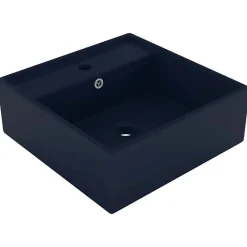 Wastafel met overloop vierkant 41x41cm keramiek mat donkerblauw>vidaXL Sale