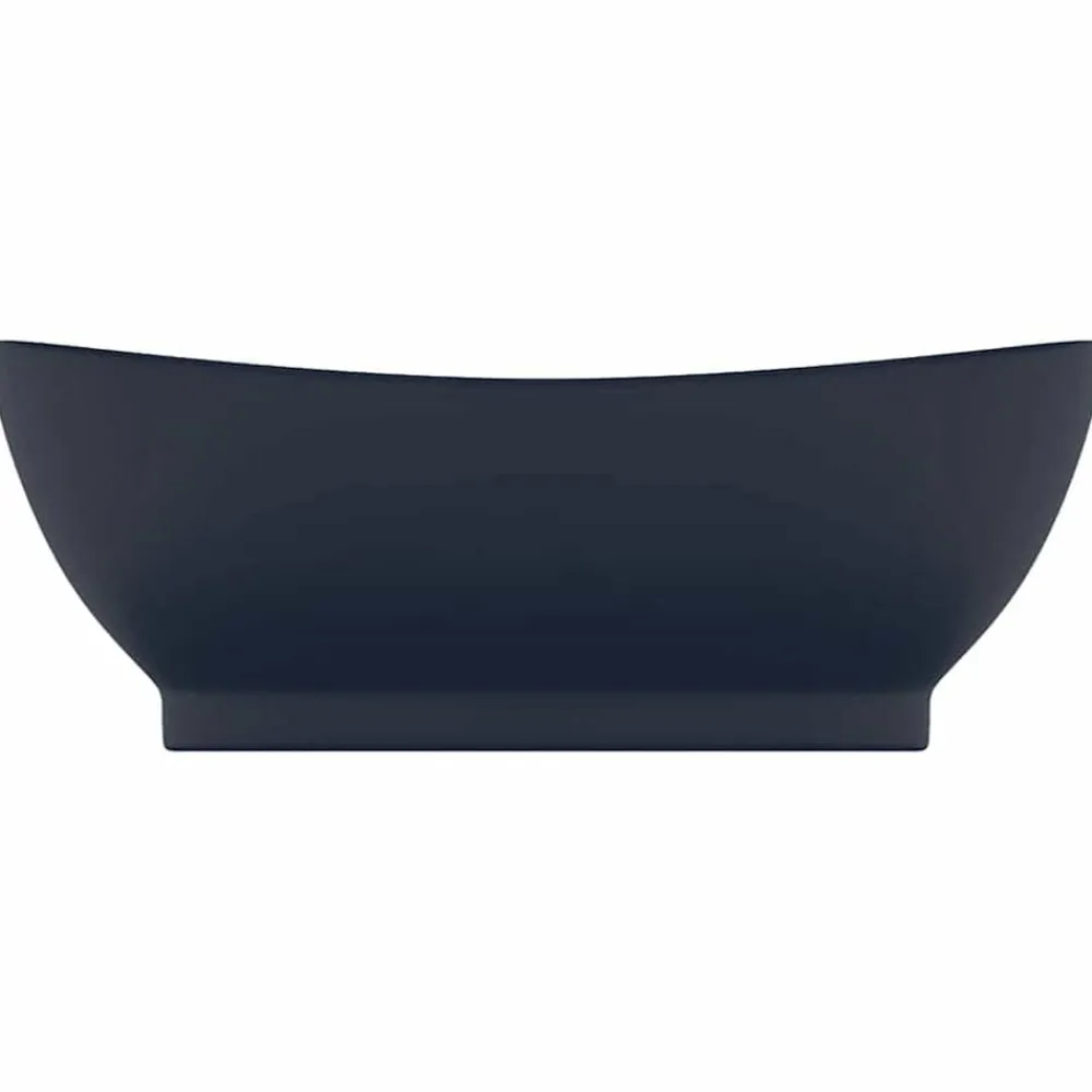 Wastafel met overloop ovaal 58,5x39 cm keramiek mat donkerblauw>vidaXL