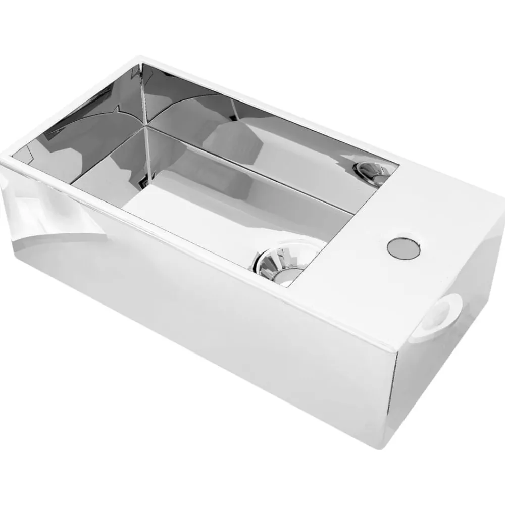 Sanitair & Loodgietersbenodigdheden*vidaXL Wastafel met overloop 49x25x15 cm keramiek kleurig Zilver