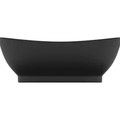Wastafel met overloop ovaal 58,5x39 cm keramiek matzwart><noscript><img width=