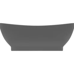 Sanitair & Loodgietersbenodigdheden*vidaXL Wastafel met overloop ovaal 58,5x39 cm keramiek mat donkergrijs matdonkergrijs