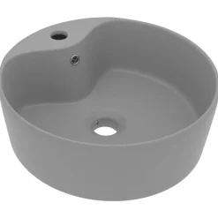 Sanitair & Loodgietersbenodigdheden*vidaXL Wastafel met overloop 36x13 cm keramiek mat lichtgrijs matlichtgrijs