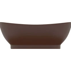 Wastafel met overloop ovaal 58,5x39 cm keramiek mat donkerbruin><noscript><img width=