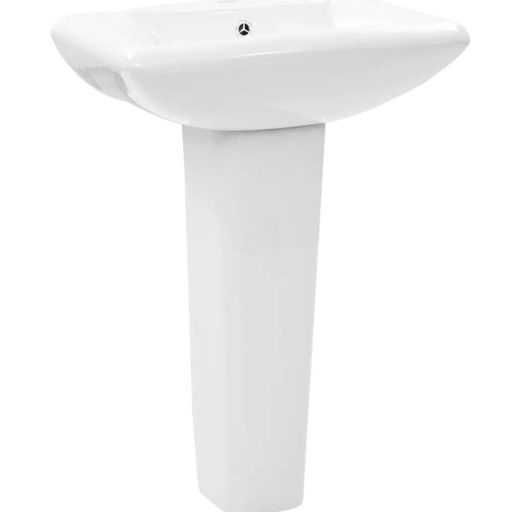 Sanitair & Loodgietersbenodigdheden*vidaXL Wastafel op voet vrijstaand 580x470x200 mm keramiek wit