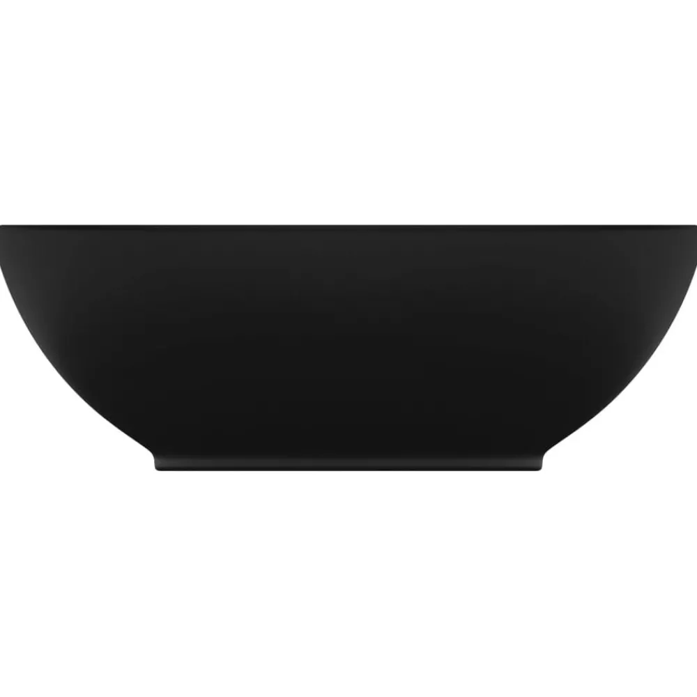 Sanitair & Loodgietersbenodigdheden*vidaXL Wastafel ovaal 40x33 cm keramiek matzwart Mat zwart