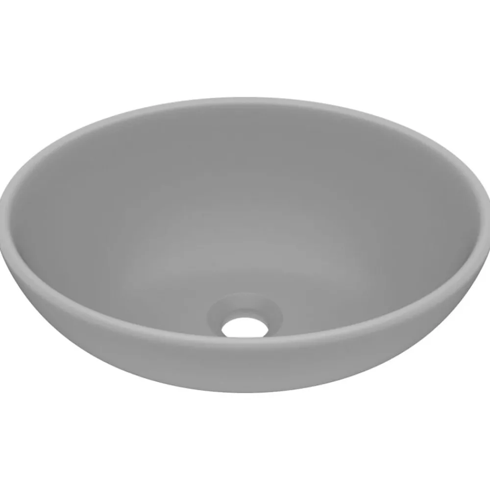 Wastafel ovaal 40x33 cm keramiek mat lichtgrijs>vidaXL Sale