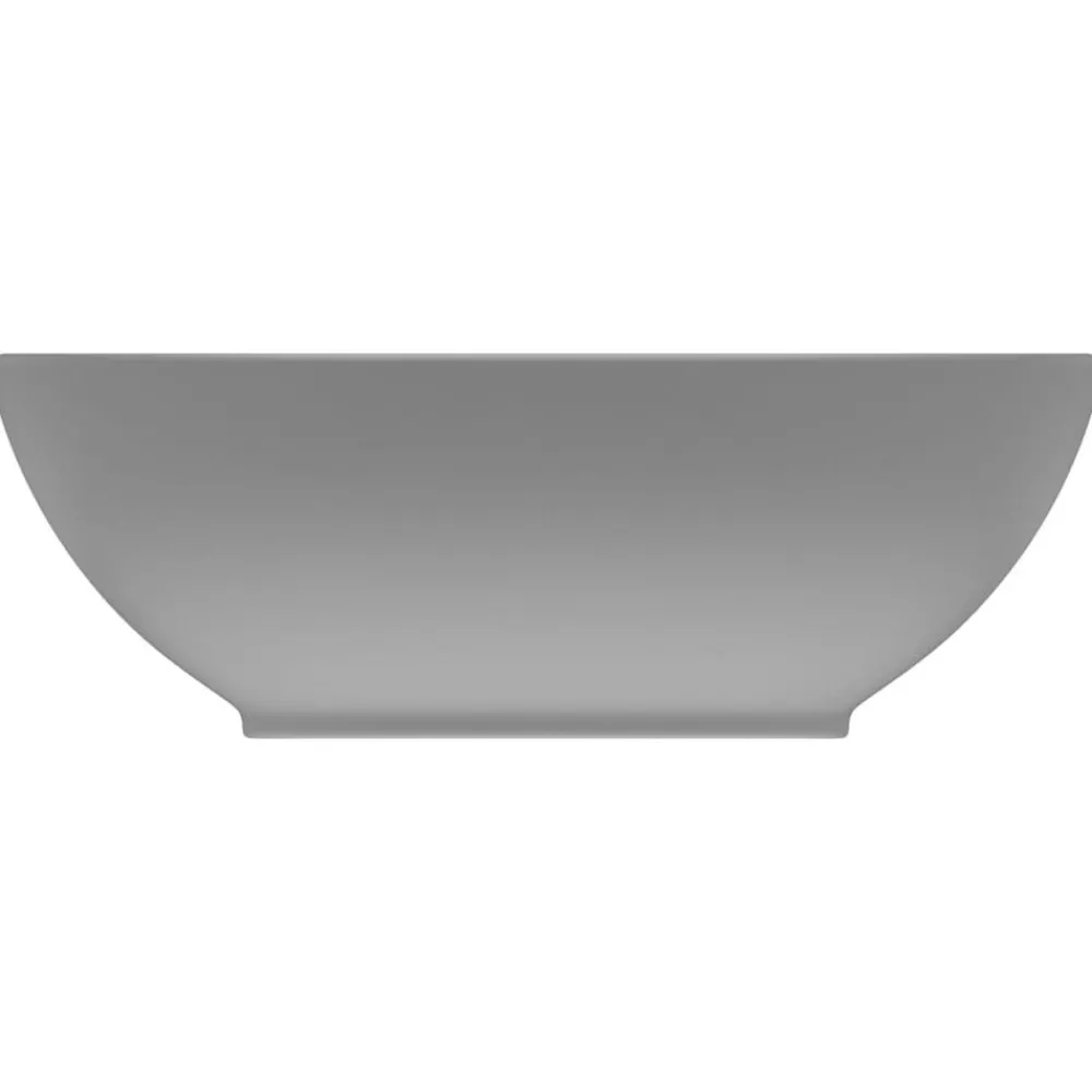 Wastafel ovaal 40x33 cm keramiek mat lichtgrijs>vidaXL Sale