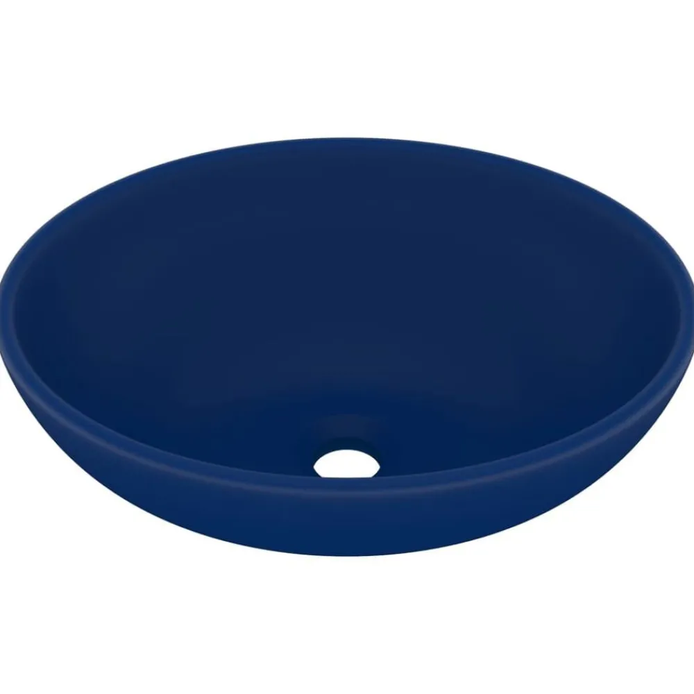 Sanitair & Loodgietersbenodigdheden*vidaXL Wastafel ovaal 40x33 cm keramiek mat donkerblauw matdonkerblauw