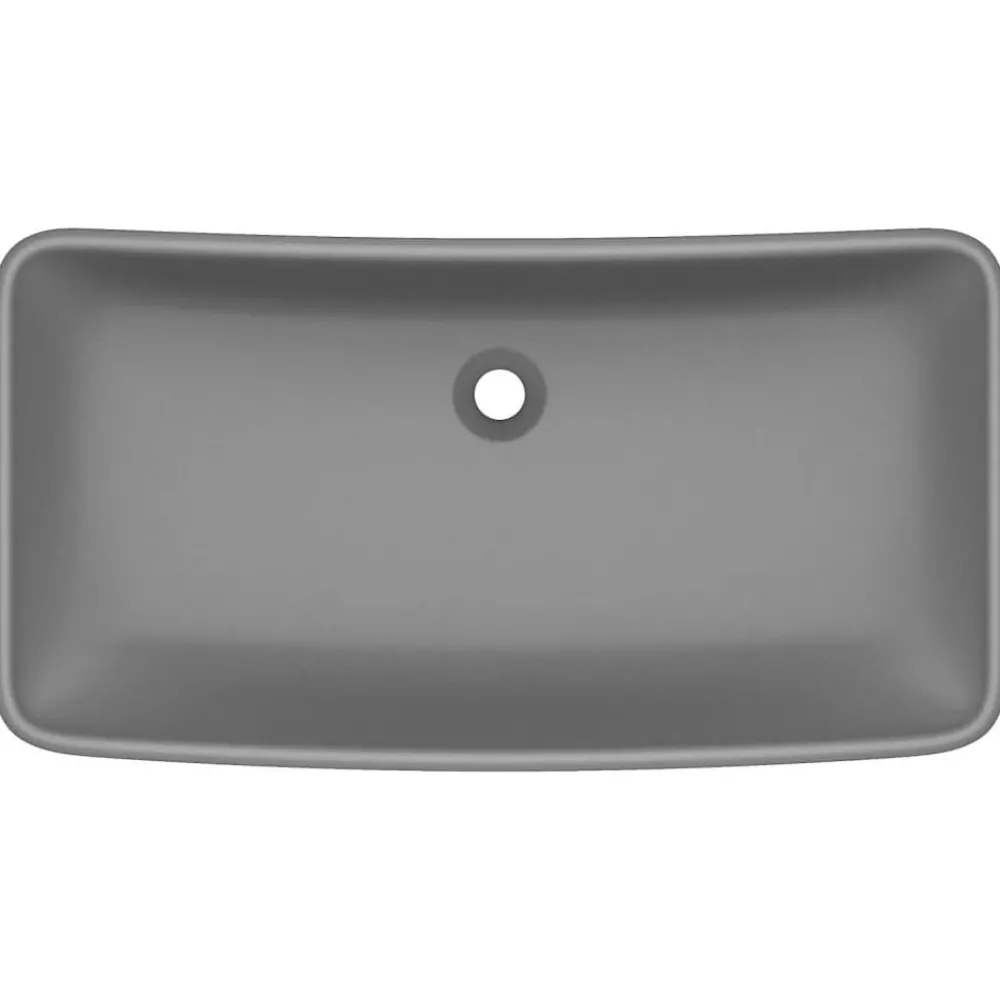 Sanitair & Loodgietersbenodigdheden*vidaXL Wastafel rechthoekig 71x38 cm keramiek mat donkergrijs matdonkergrijs