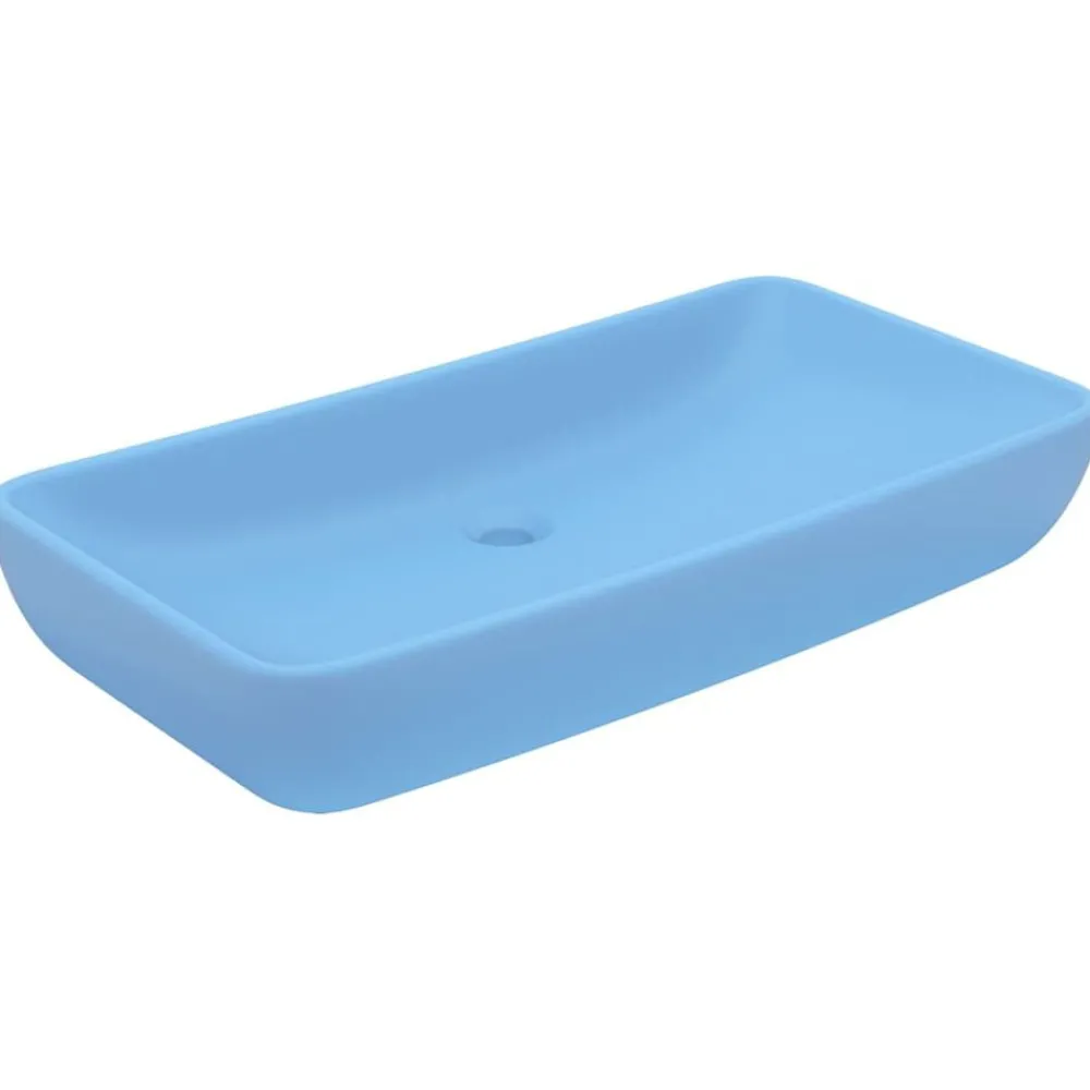Wastafel rechthoekig 71x38 cm keramiek mat lichtblauw>vidaXL Best