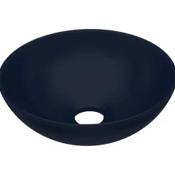 Sanitair & Loodgietersbenodigdheden*vidaXL Wastafel rond keramiek Donkerblauw