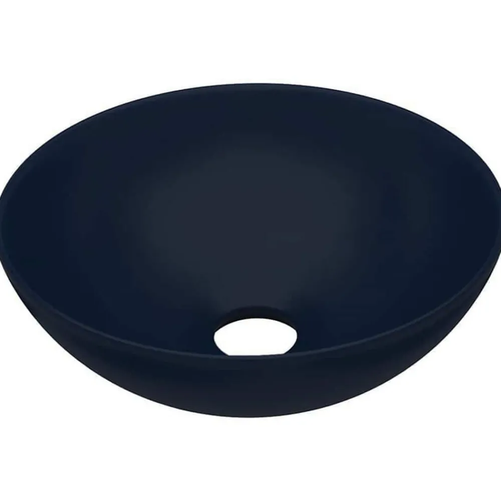Sanitair & Loodgietersbenodigdheden*vidaXL Wastafel rond keramiek Donkerblauw