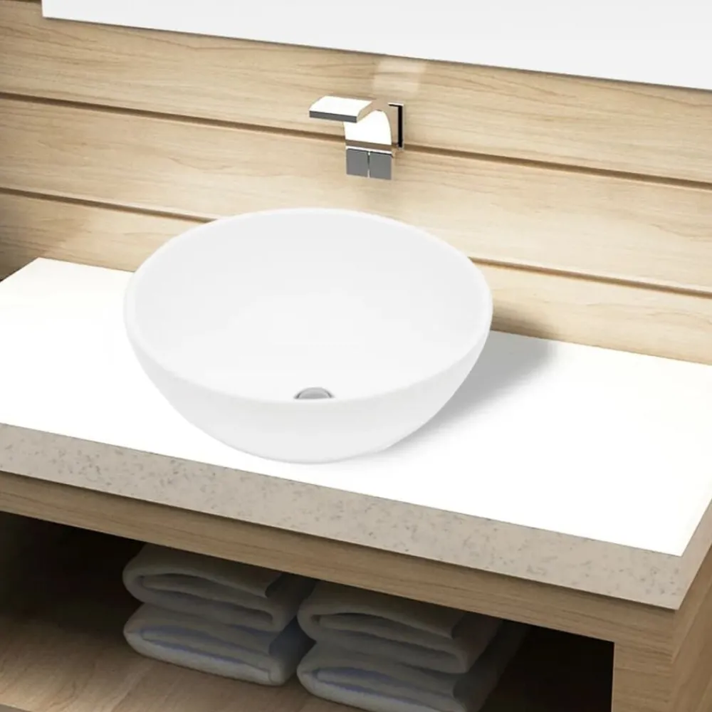 Sanitair & Loodgietersbenodigdheden*vidaXL Wastafel rond keramiek Wit