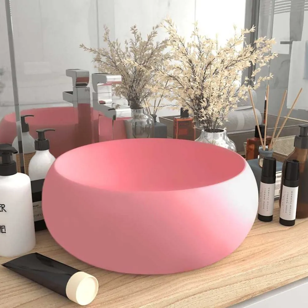 Wastafel rond 40x15 cm keramiek>vidaXL Discount