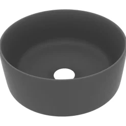 Wastafel rond 40x15 cm keramiek mat donkergrijs>vidaXL Hot