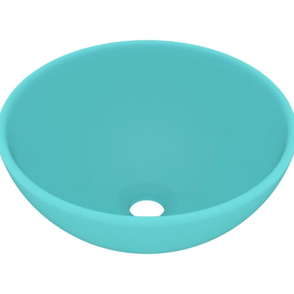 Sanitair & Loodgietersbenodigdheden*vidaXL Wastafel rond 32,5x14 cm keramiek mat lichtgroen matlichtgroen