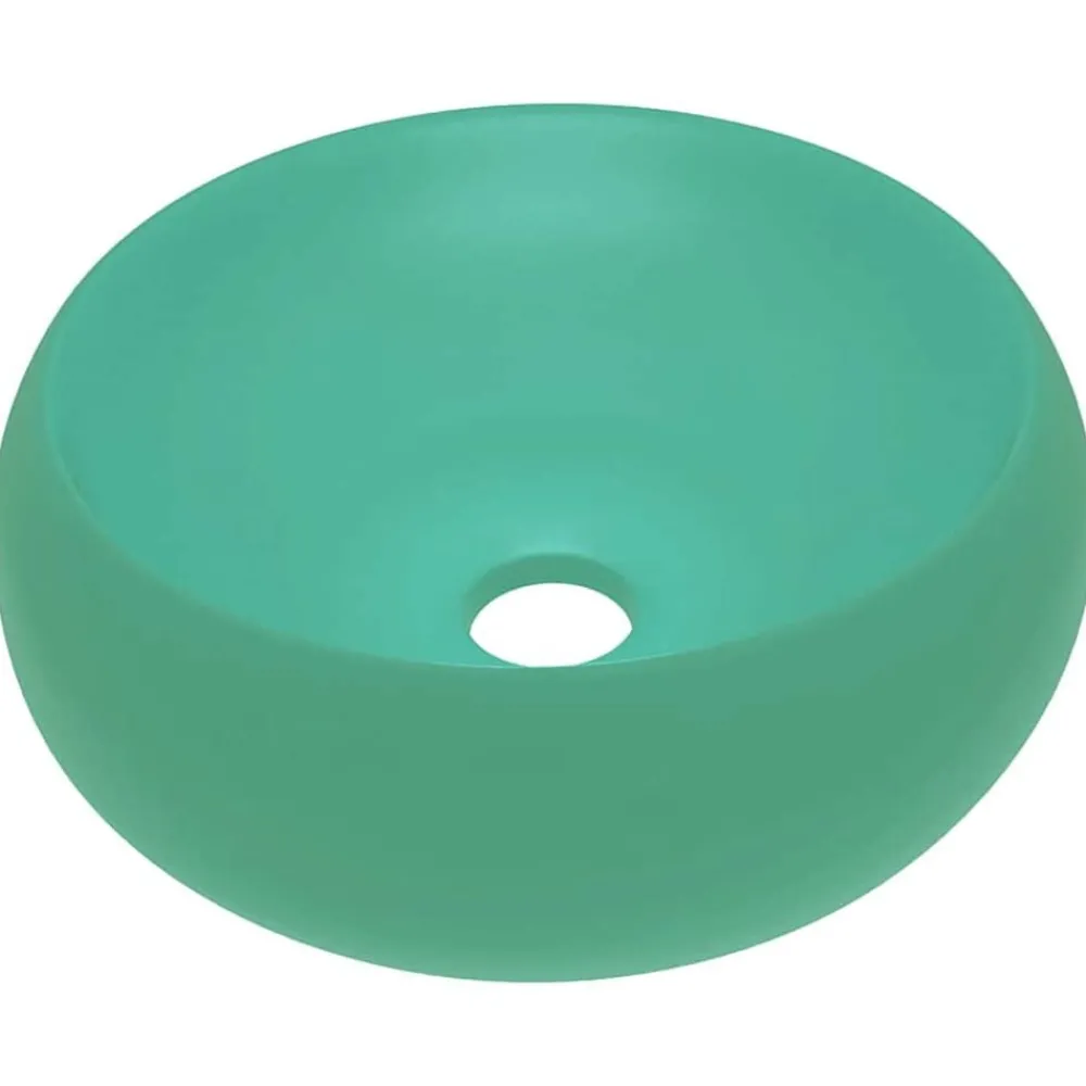 Wastafel rond 40x15 cm keramiek mat lichtgroen>vidaXL Clearance