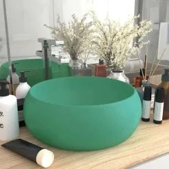 Wastafel rond 40x15 cm keramiek mat lichtgroen>vidaXL Clearance