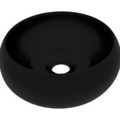 Sanitair & Loodgietersbenodigdheden*vidaXL Wastafel rond 40x15 cm keramiek matzwart Mat zwart