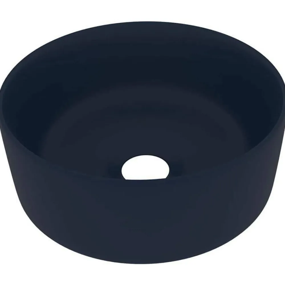 Sanitair & Loodgietersbenodigdheden*vidaXL Wastafel rond 40x15 cm keramiek mat donkerblauw matdonkerblauw