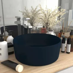 Sanitair & Loodgietersbenodigdheden*vidaXL Wastafel rond 40x15 cm keramiek mat donkerblauw matdonkerblauw