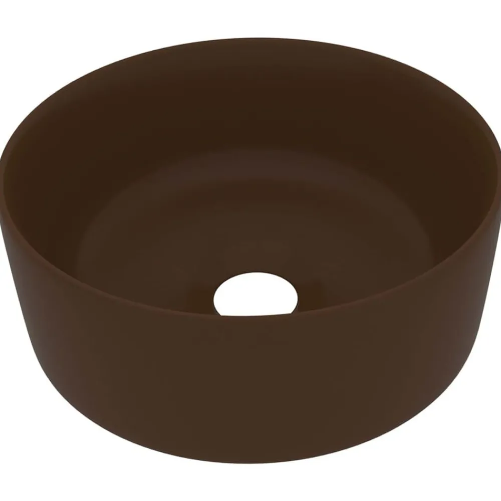 Wastafel rond 40x15 cm keramiek mat donkerbruin>vidaXL Discount