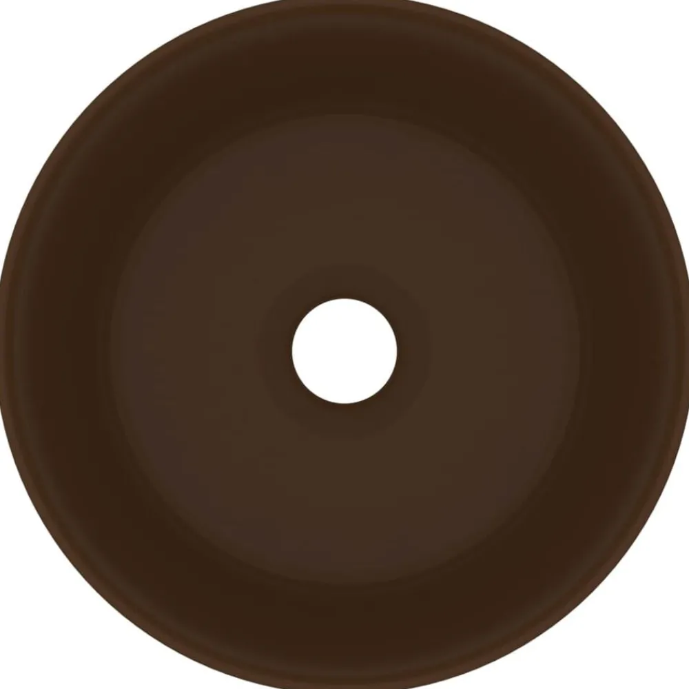Wastafel rond 40x15 cm keramiek mat donkerbruin>vidaXL Discount