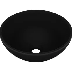 Sanitair & Loodgietersbenodigdheden*vidaXL Wastafel rond 32,5x14 cm keramiek matzwart Mat zwart
