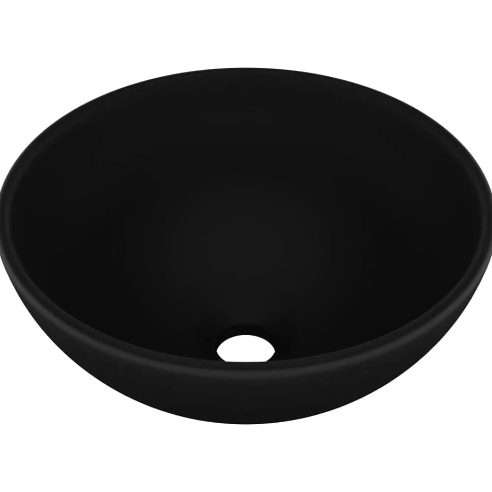 Sanitair & Loodgietersbenodigdheden*vidaXL Wastafel rond 32,5x14 cm keramiek matzwart Mat zwart