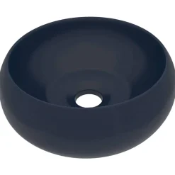 Sanitair & Loodgietersbenodigdheden*vidaXL Wastafel rond 40x15 cm keramiek mat donkerblauw matdonkerblauw
