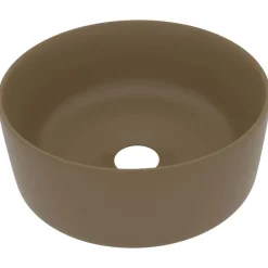 Wastafel rond 40x15 cm keramiek matcrème>vidaXL Online