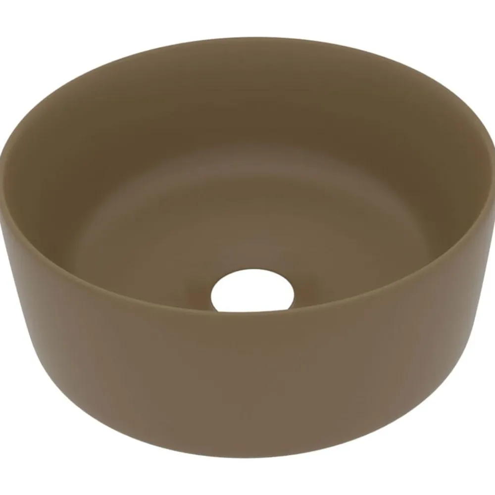 Wastafel rond 40x15 cm keramiek matcrème>vidaXL Online