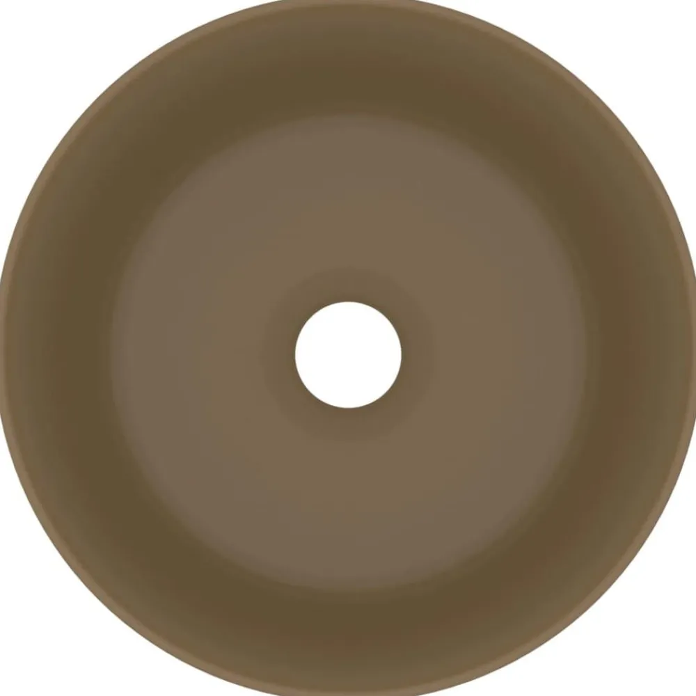 Wastafel rond 40x15 cm keramiek matcrème>vidaXL Online