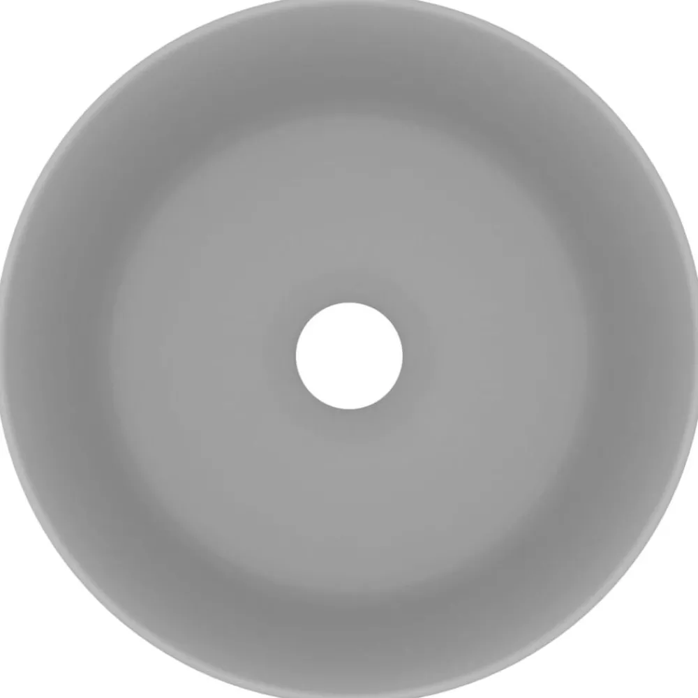 Sanitair & Loodgietersbenodigdheden*vidaXL Wastafel rond 40x15 cm keramiek mat lichtgrijs matlichtgrijs