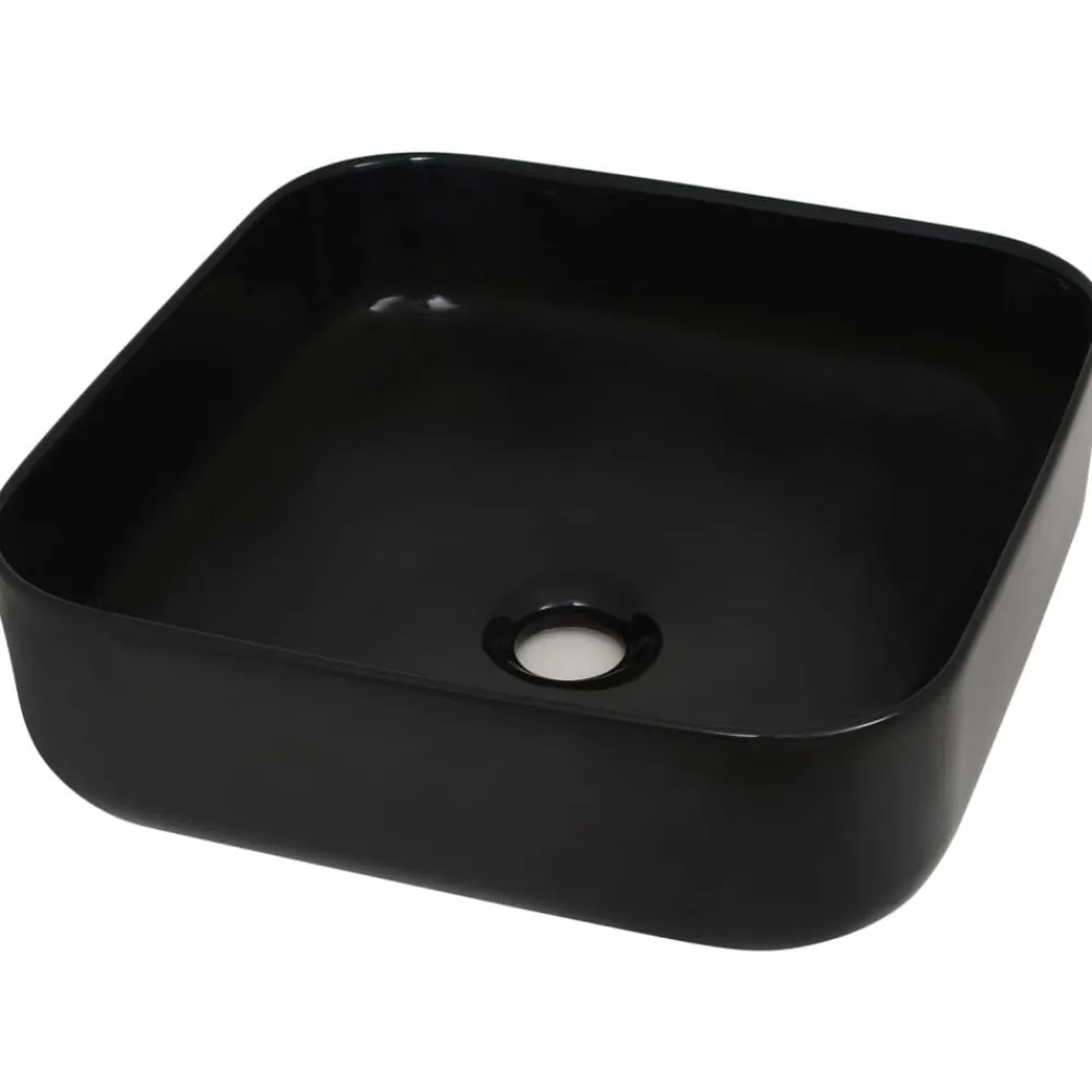 Sanitair & Loodgietersbenodigdheden*vidaXL Wastafel vierkant 38x38x13,5 cm keramiek Zwart