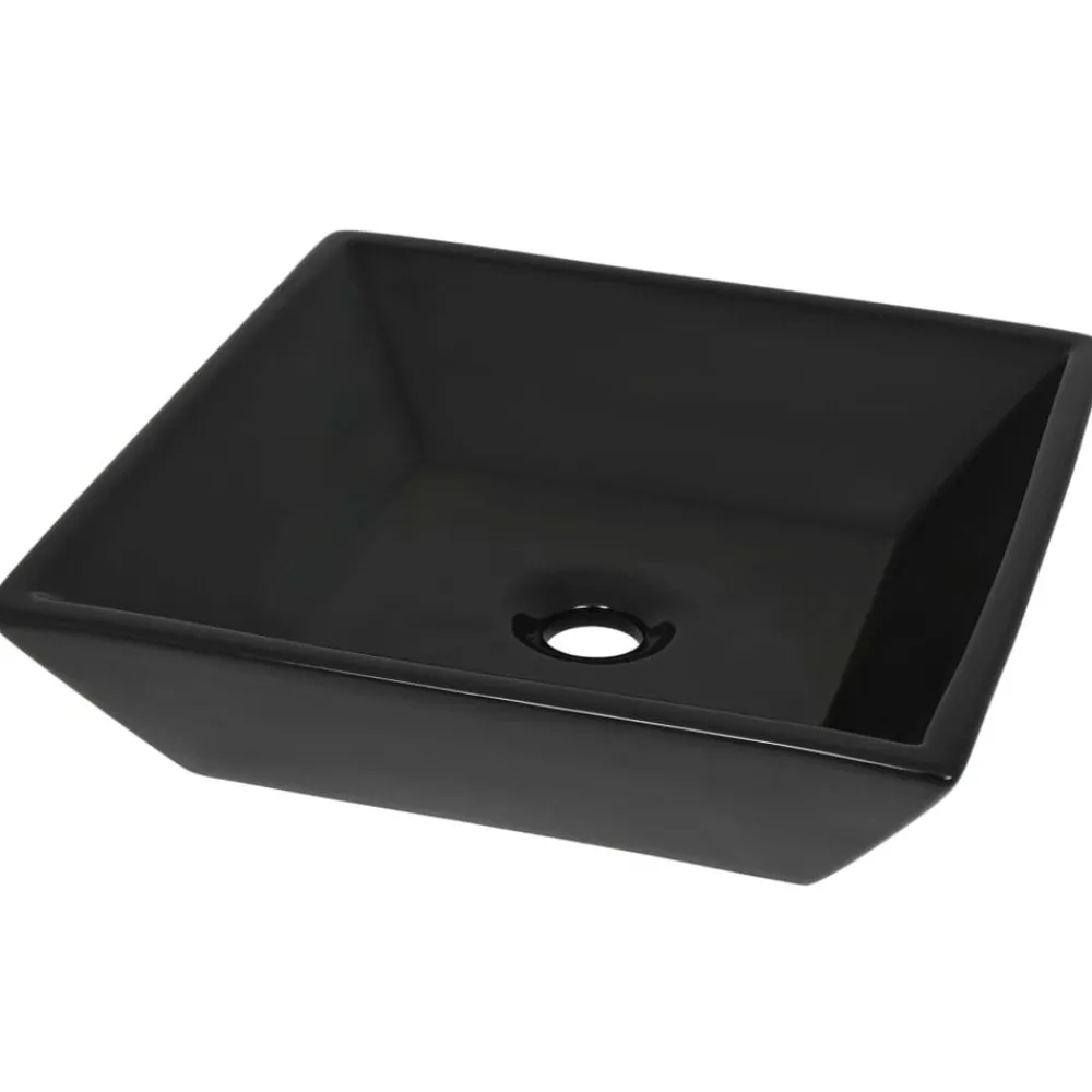 Sanitair & Loodgietersbenodigdheden*vidaXL Wastafel vierkant 41,5x41,5x12 cm keramiek Zwart