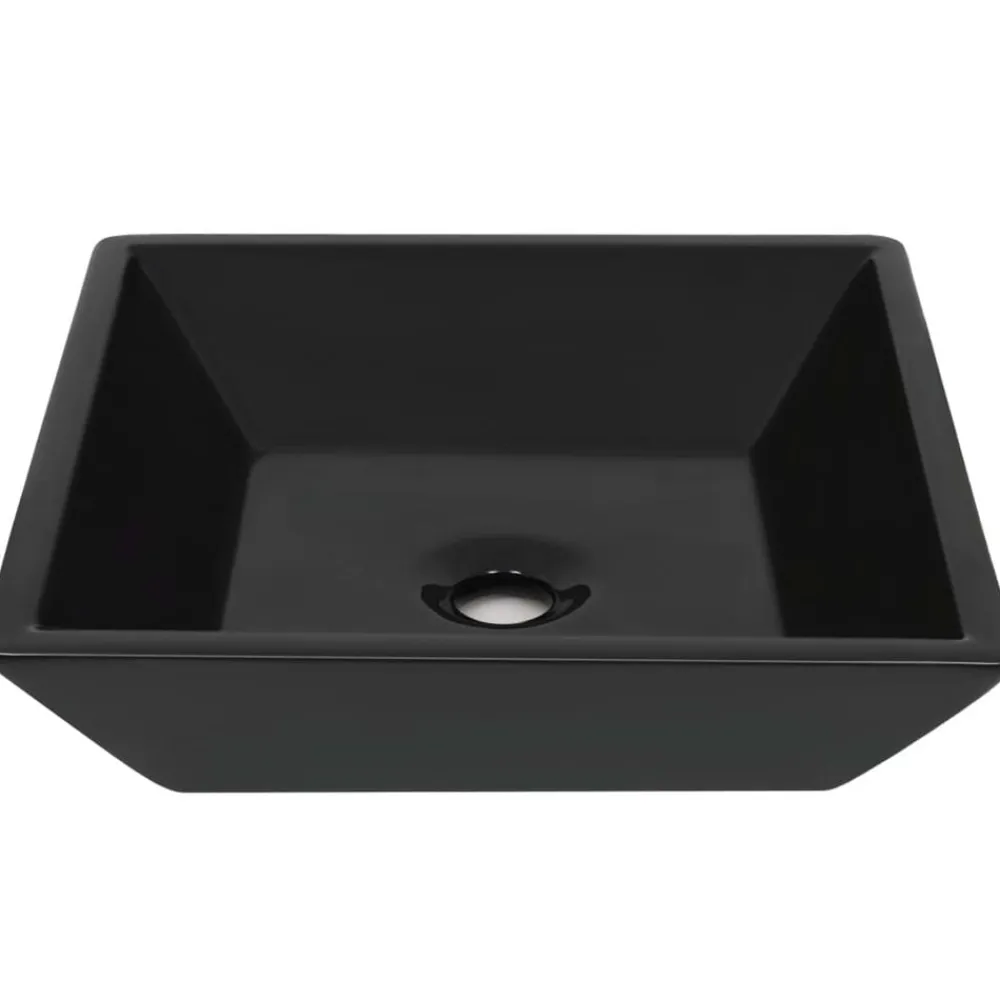 Sanitair & Loodgietersbenodigdheden*vidaXL Wastafel vierkant 41,5x41,5x12 cm keramiek Zwart