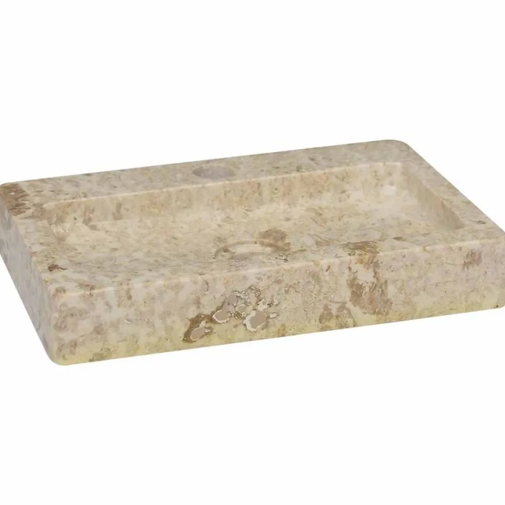 Sanitair & Loodgietersbenodigdheden*vidaXL Wastafel wandgemonteerd 38x24x6,5 cm marmer crèmekleurig Crème